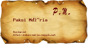 Paksi Mária névjegykártya